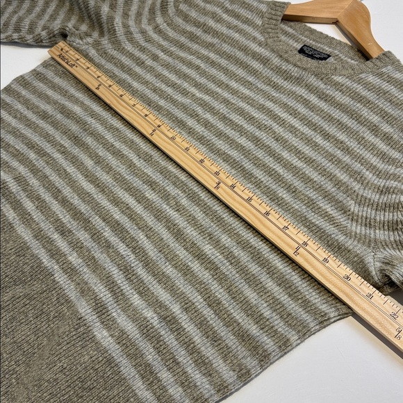 All Saints Beige Striped Men's Lambswool Sweater Size Medium - Picture 5 of 7